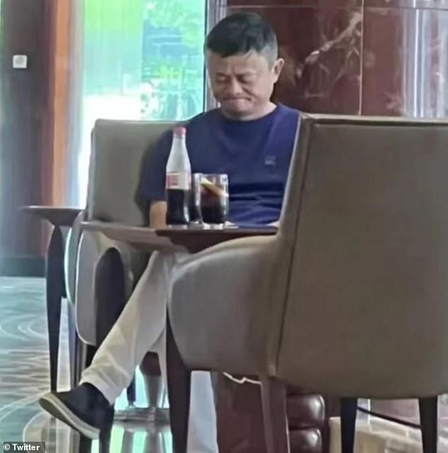 Jack Ma is pictured in a cafe on a recent trip to Melbourne. Sightings of him have become rare since he fell out of favour with President Xi Jinping in 2020