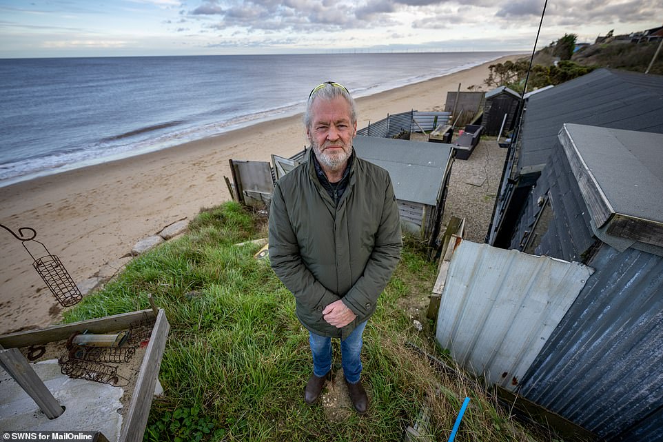 Grenadier Guard Lance Martin, 65, fears for his property on the Norfolk Coast. Homeowners have said they