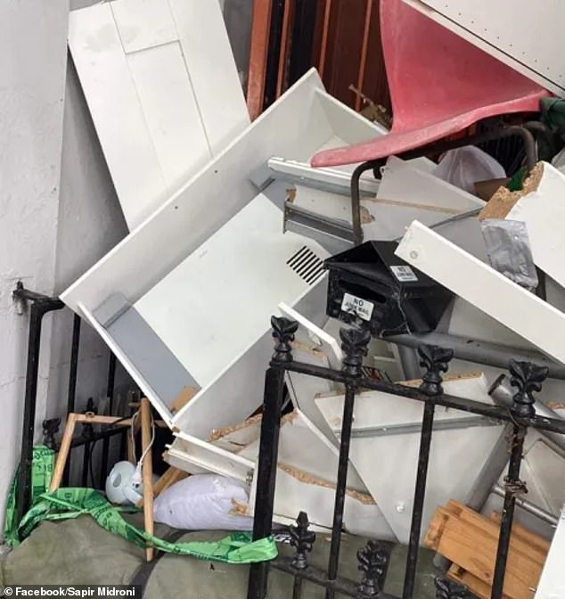 A furious resident has revealed how her council clean-up booking was taken over by other people dumping their own rubbish (pictured, the offending rubbish)
