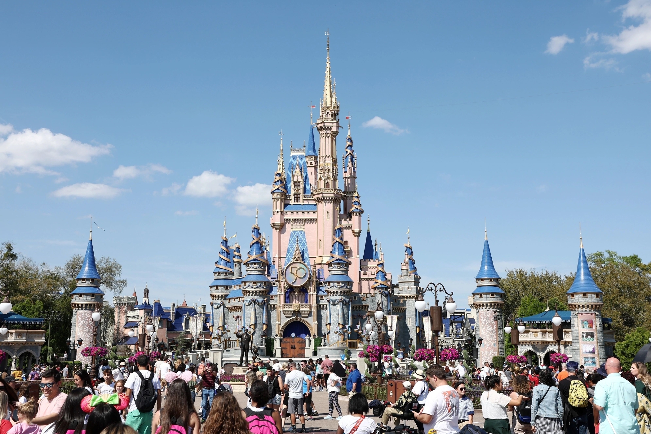 Parks including Walt Disney World near Orlando, Florida are among relative bright spots for Disney, which announced significant cost cuts amid streaming and other media-related challenges. (Getty Images)