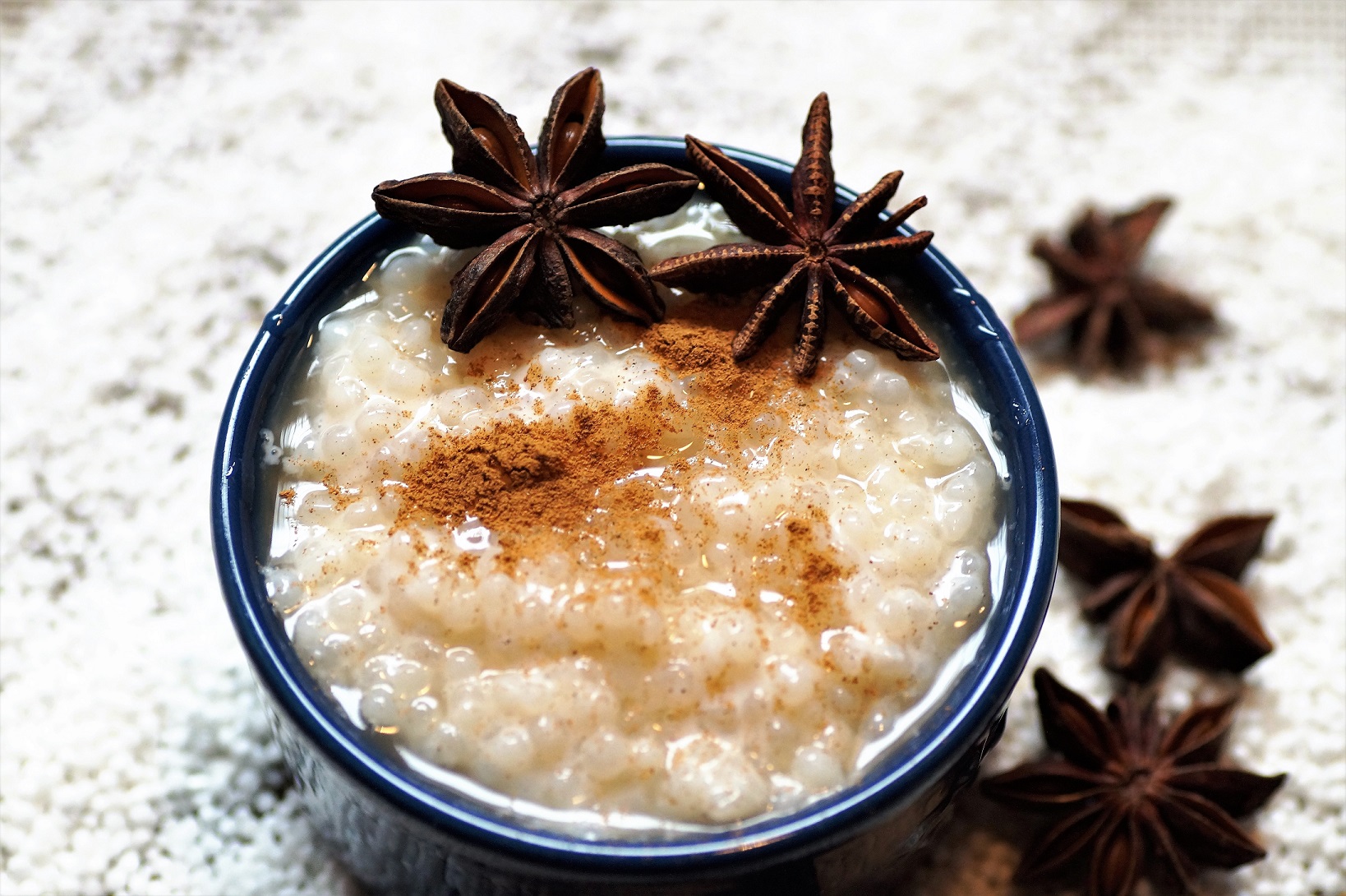 Rice pudding with cinnamon and star anise