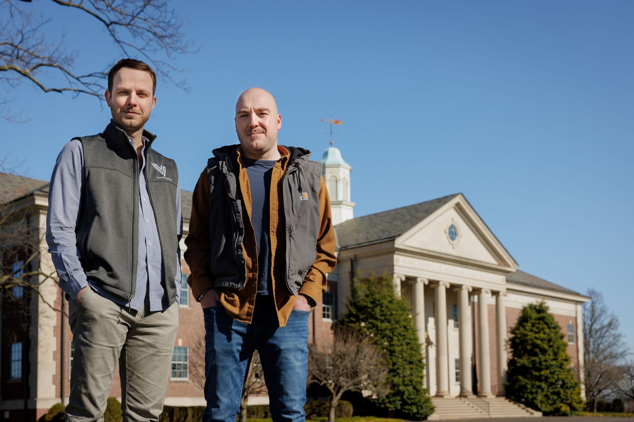Velocity Ventures Partners Tony Grelli, left, and Zach Moore, right, are converting a former Nationwide office in Pennsylvania into a new industrial use. (Matt Stanley)