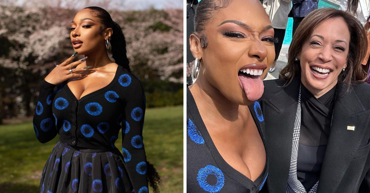 Megan Thee Stallion Attended the Women’s History Month Brunch in an Iris-Patterned Alexander McQueen Ensemble