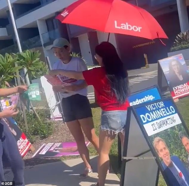 Labor volunteers were filmed handing out Greens material to voters on the first day of pre-polling on Ryde on Saturday