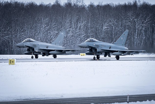 British and German Typhoon fighter jets (pictured in a photo released by Germany