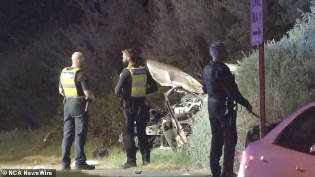 A woman has died after the driver of the allegedly stolen car she was travelling in fled the scene of its crash in Melbourne. Picture: Nine News