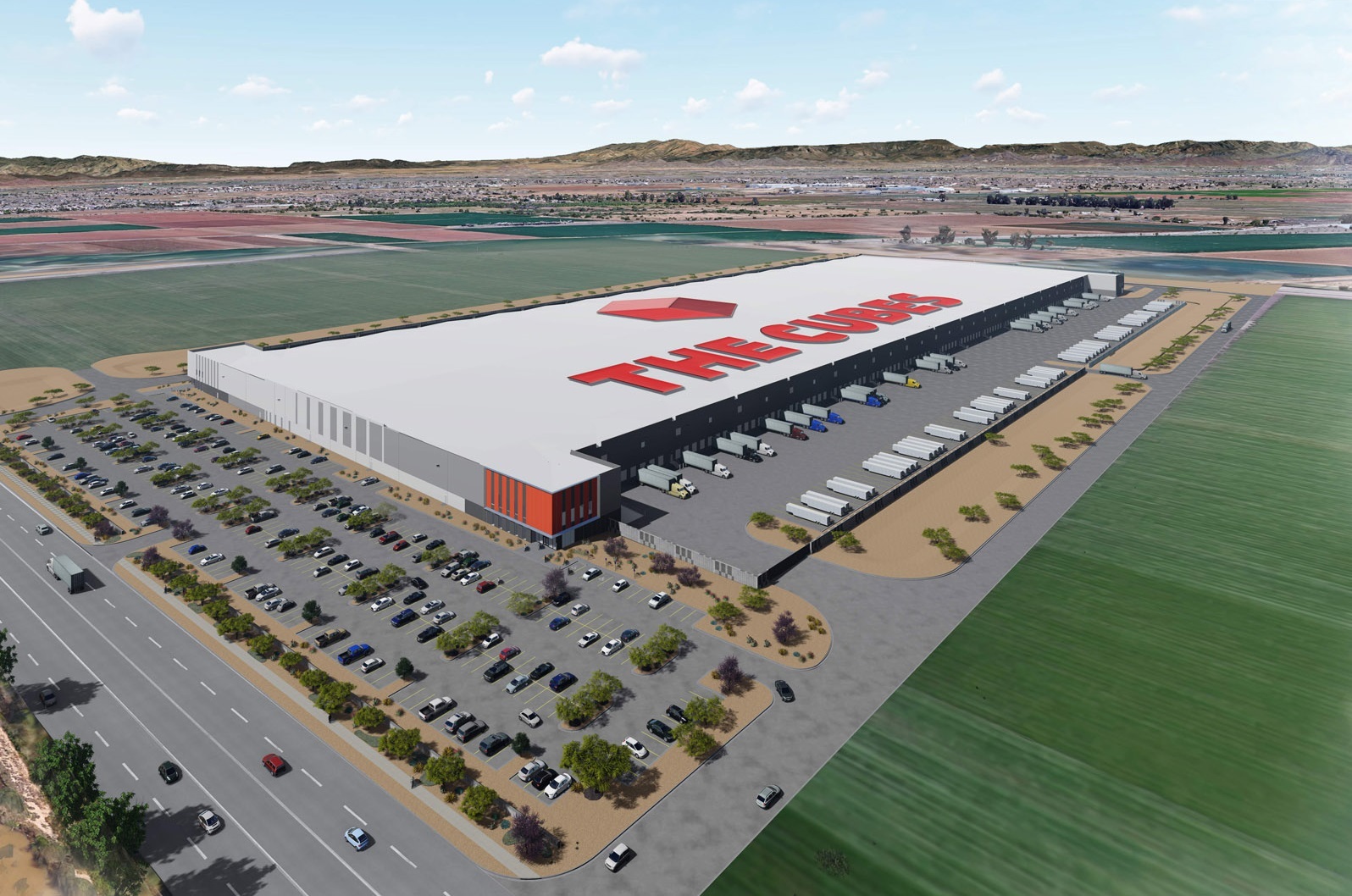 Williams-Sonoma fully leases The Cubes at Glendale, a 1.2 million-square-foot industrial development in the Phoenix area, rendering above. (CoStar)