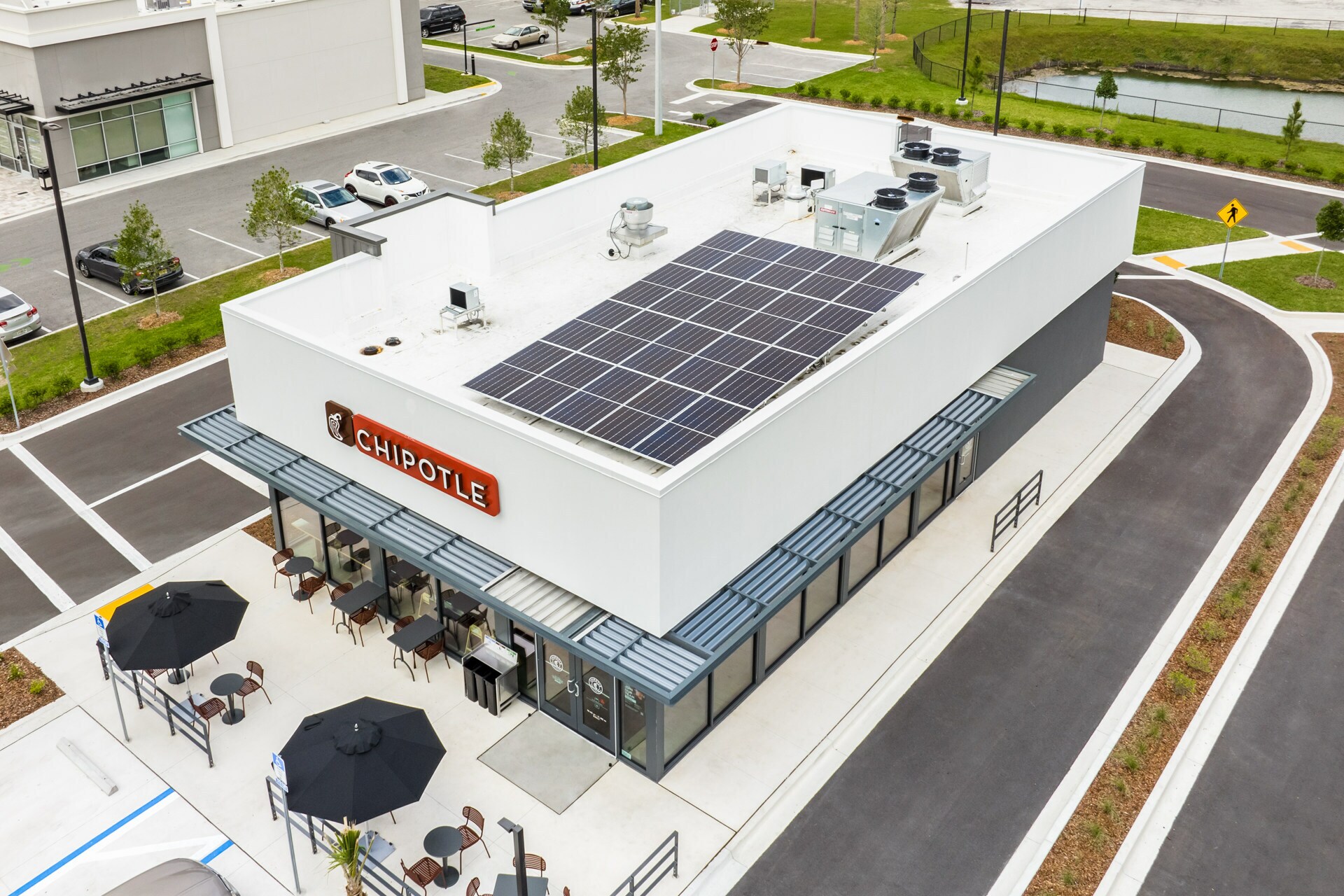 Chipotle Mexican Grill is testing three prototypes of its all-electric restaurant design, including this site in Jacksonville, Florida. (Chipotle Mexican Grill)