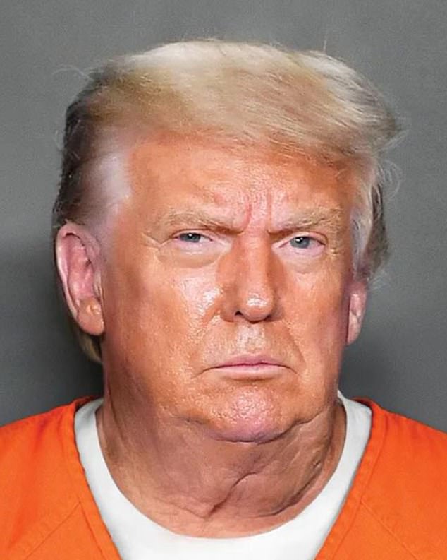 Image shows a fake, AI generated mugshot as the Trump allies claim he thinks his picture will become the most famous of all time