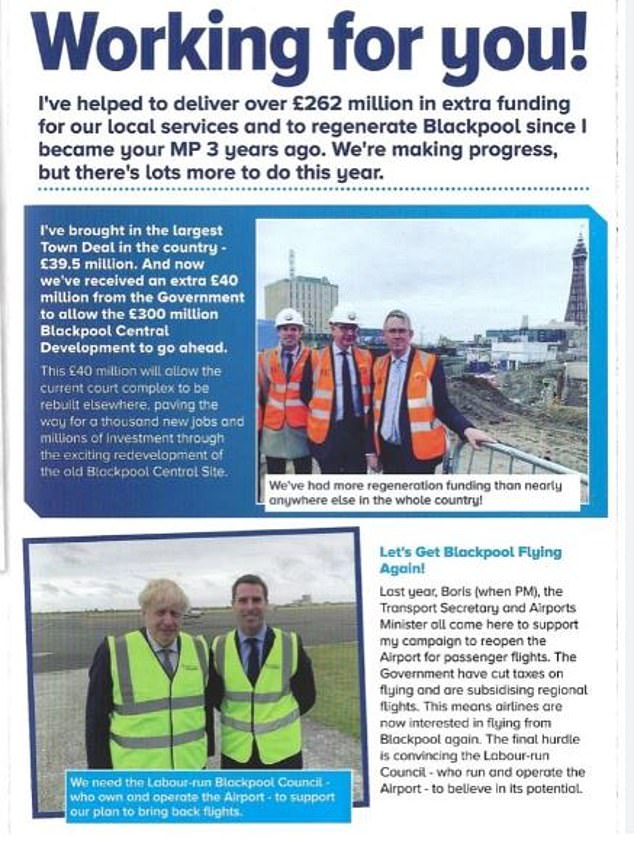 Scott Benton, the Blackpool South MP, was revealed to have released a pamphlet featuring Michael Gove and Boris Johnson but not Rishi Sunak