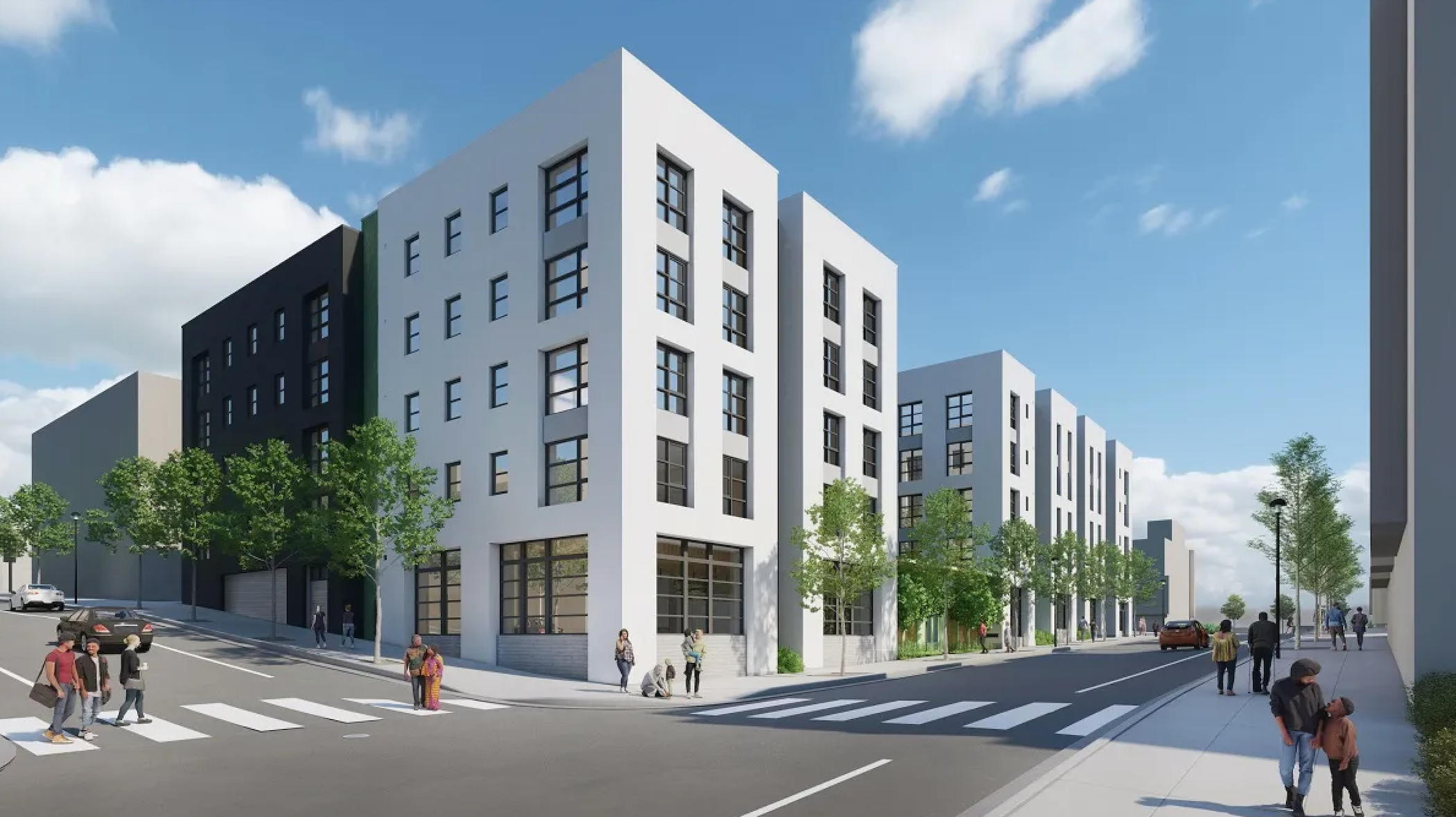 Jonathan Rose Cos., a New York-based affordable housing developer, has broken ground on a 112-unit project at the Hunters Point Shipyard development in San Francisco. (Mithun)