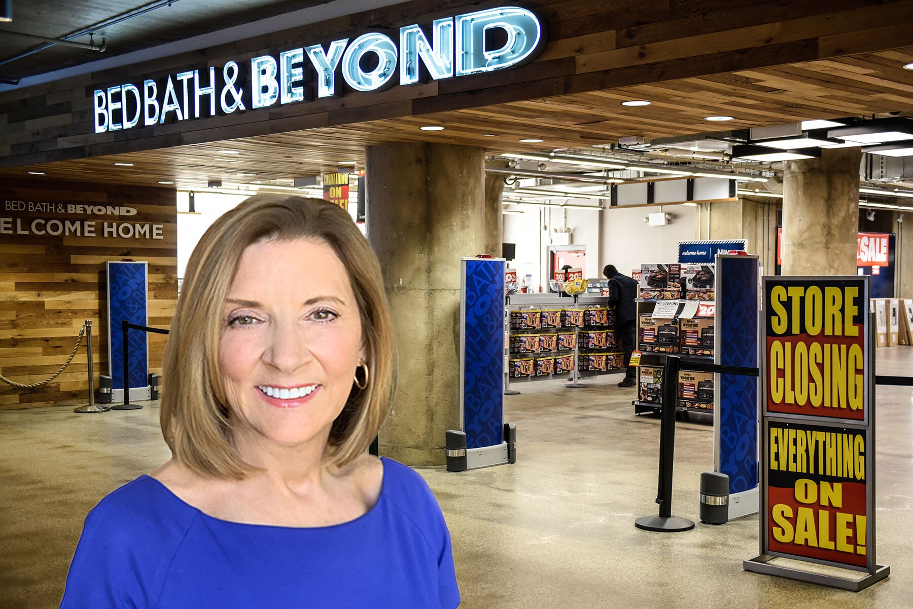 Experienced retail executive Sue Gove took over as permanent CEO of beleaguered Bed Bath &amp; Beyond in October. (Photo illustration/CoStar, Bed Bath &amp; Beyond)