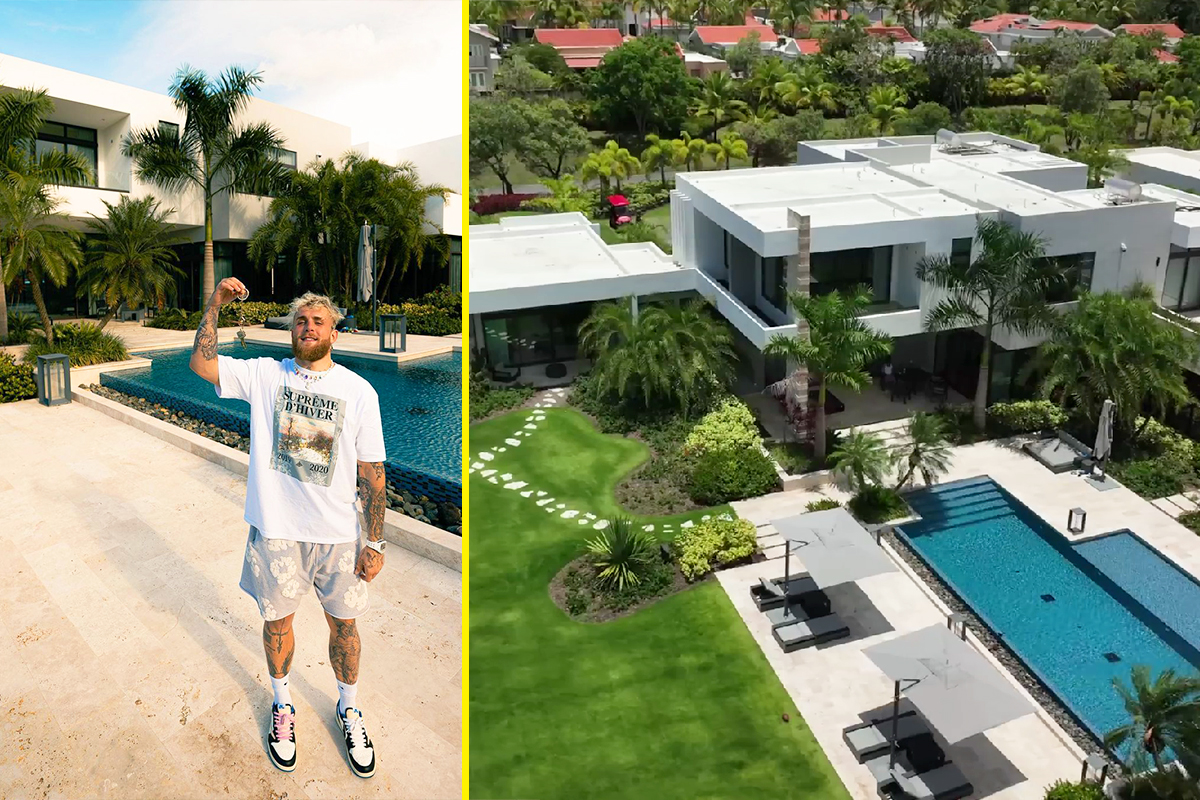 Jake Paul shows off stunning new £13million mansion which features 'biggest TV in Puerto Rico', and Logan Paul wants it