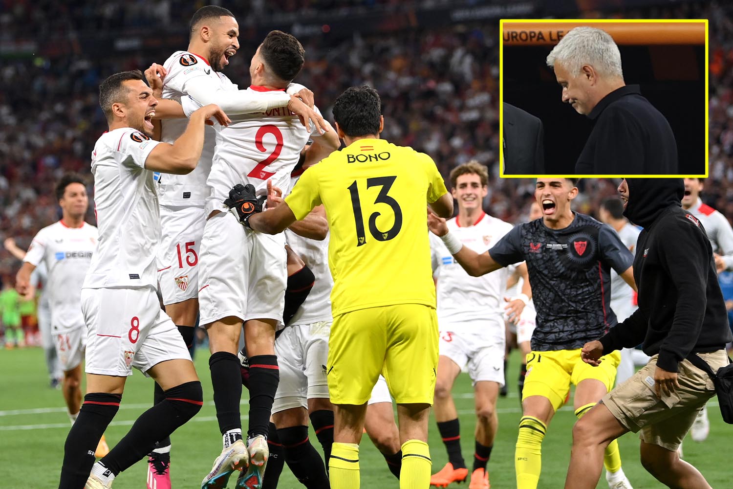 Jose Mourinho gives Europa League runners-up medal to young fan as Sevilla end Roma manager's perfect record