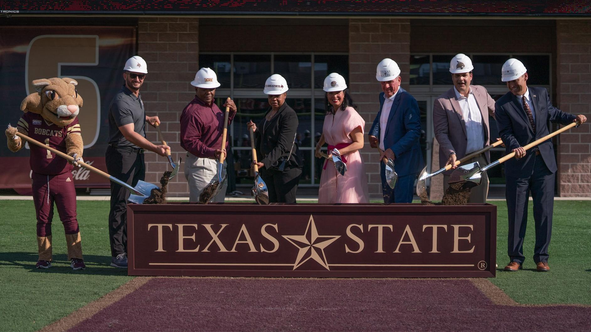 Officials with Texas State University broke ground on the football stadium's new performance center. (Texas State University)