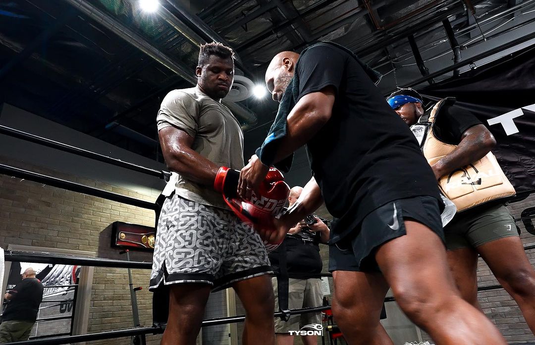 Mike Tyson shares first picture from camp after joining former UFC champion Francis Ngannou's coaching team for Tyson Fury fight