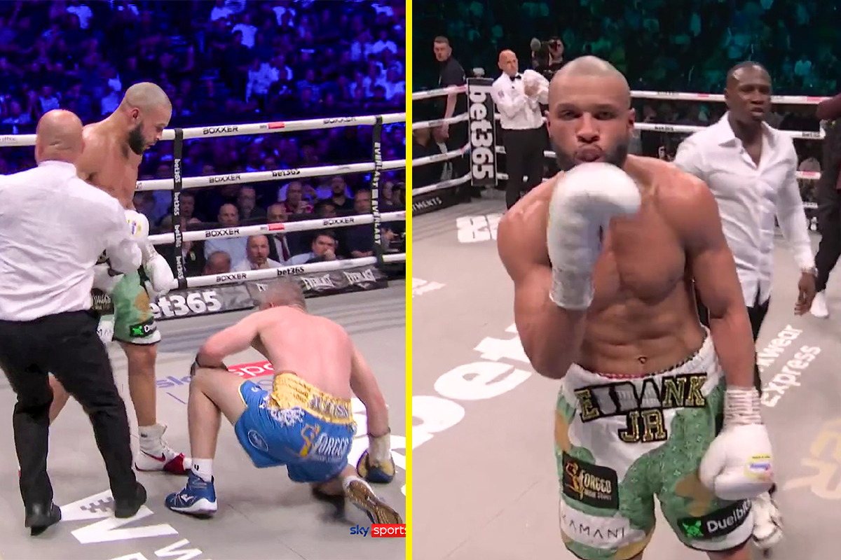 Chris Eubank Jr knocks out Liam Smith and floors him with brutal uppercut, but Tony Bellew suggests Smith suffered ankle injury midway through fight