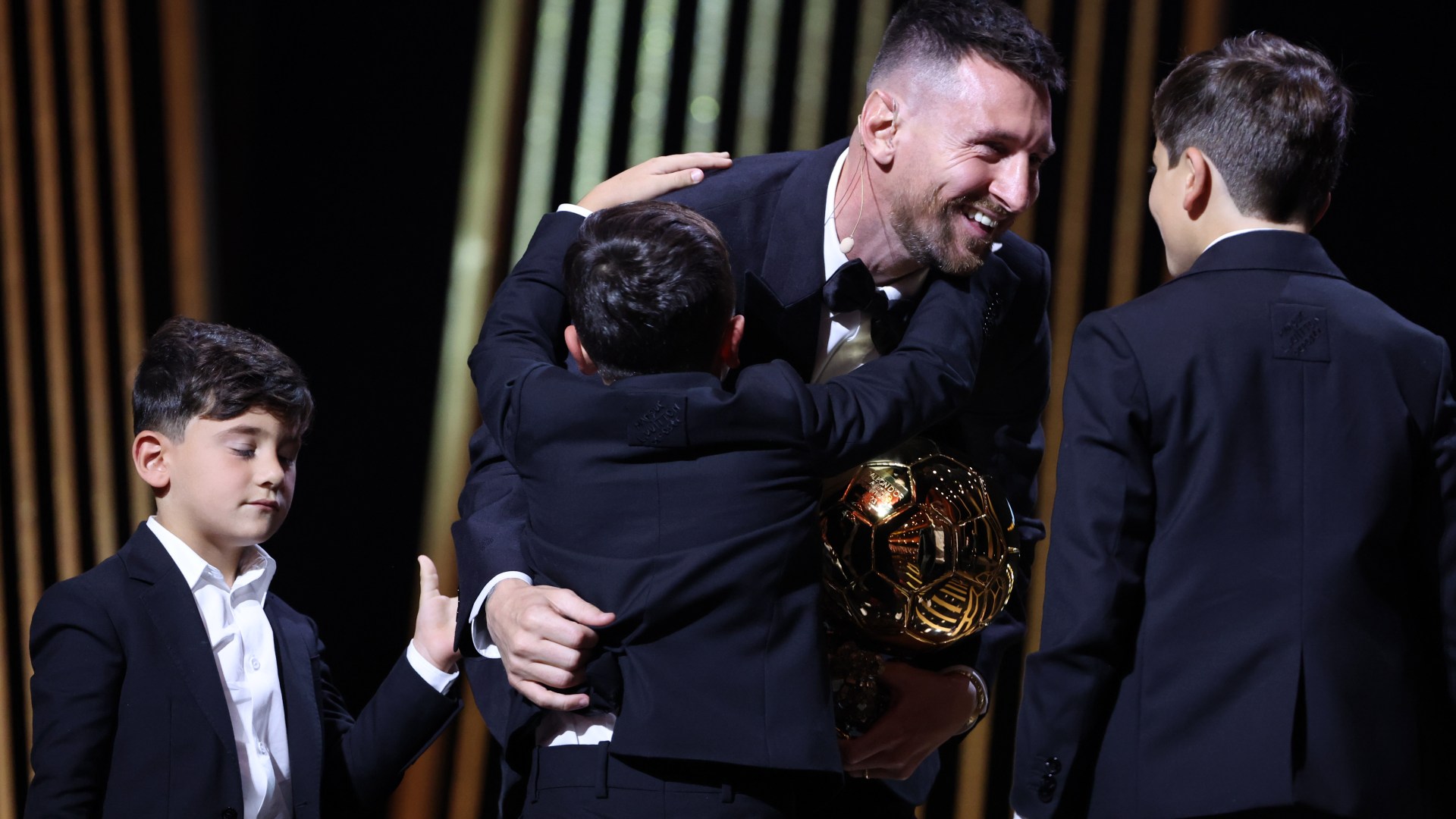 Lionel Messi joined by his sons on stage and wishes Diego Maradona happy birthday in touching Ballon d'Or speech