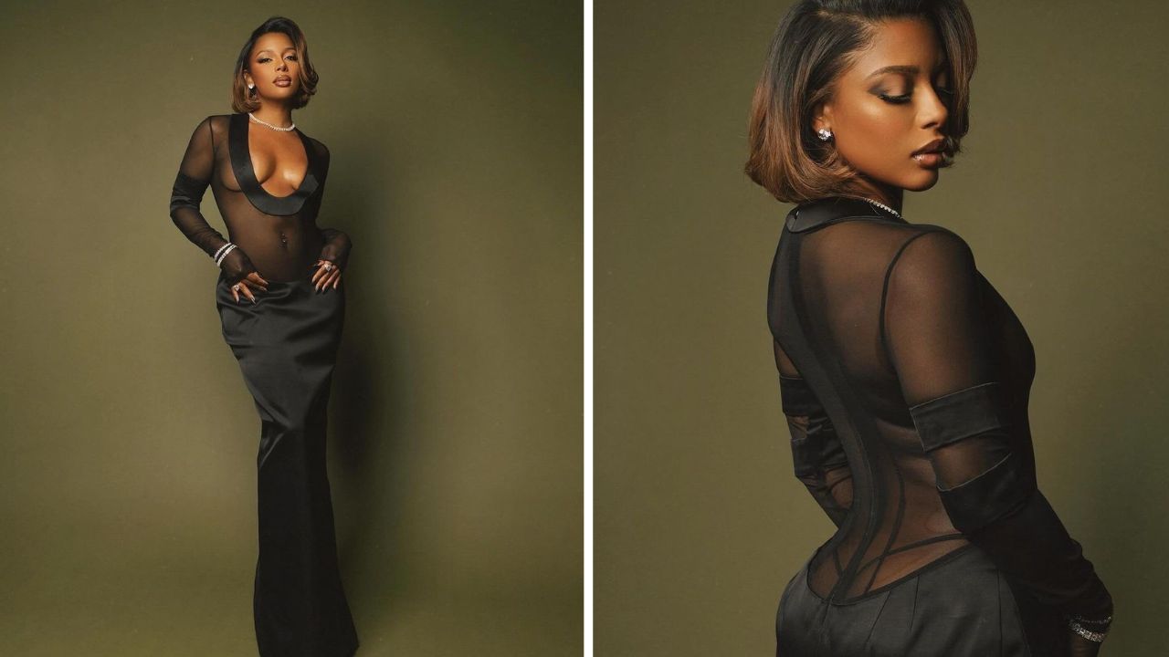 Victoria MonÃ©t Wore a Black LaQuan Smith FW23 Satin Gown and Azature Jewelry to Celebrate Grammy Week â€“ Fashion Bomb Daily